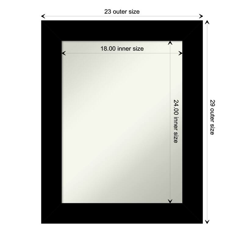 Basic Non-Beveled Wood Framed Bathroom Vanity Wall Mirror - Basic Black - Glass Size 18x24