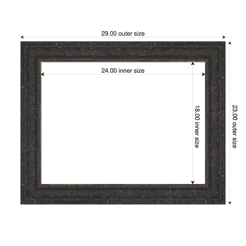 Attic Aged Framed Dry Erase Magnetic Board - 29 x 23 in - Attic Aged Black