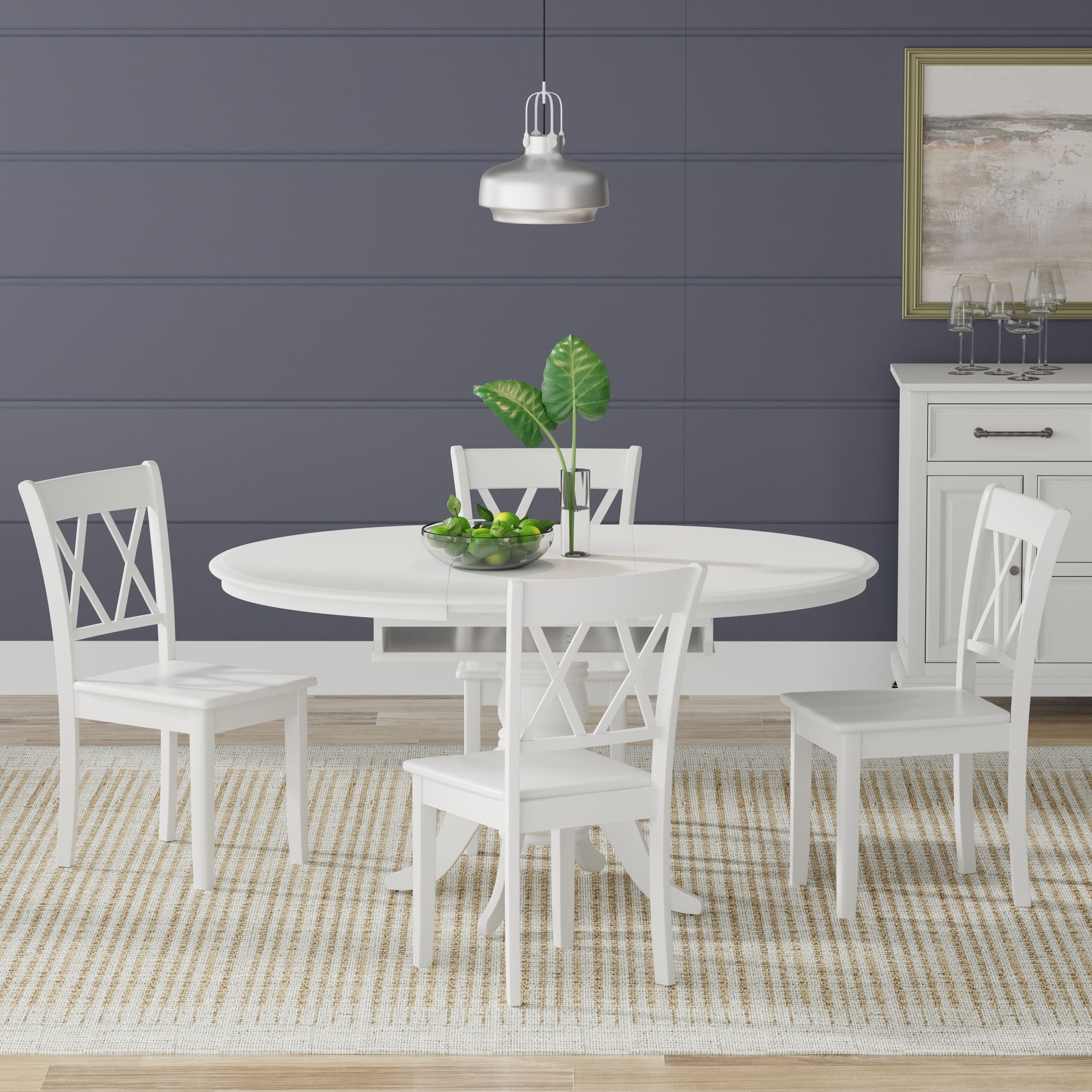 5-Piece Dining Set, Oval Butterfly Leaf Table and Double X-Back Chairs