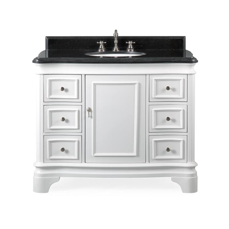 42" Benton Collection Sesto White Bathroom Vanity - White - Painted - Single Vanities