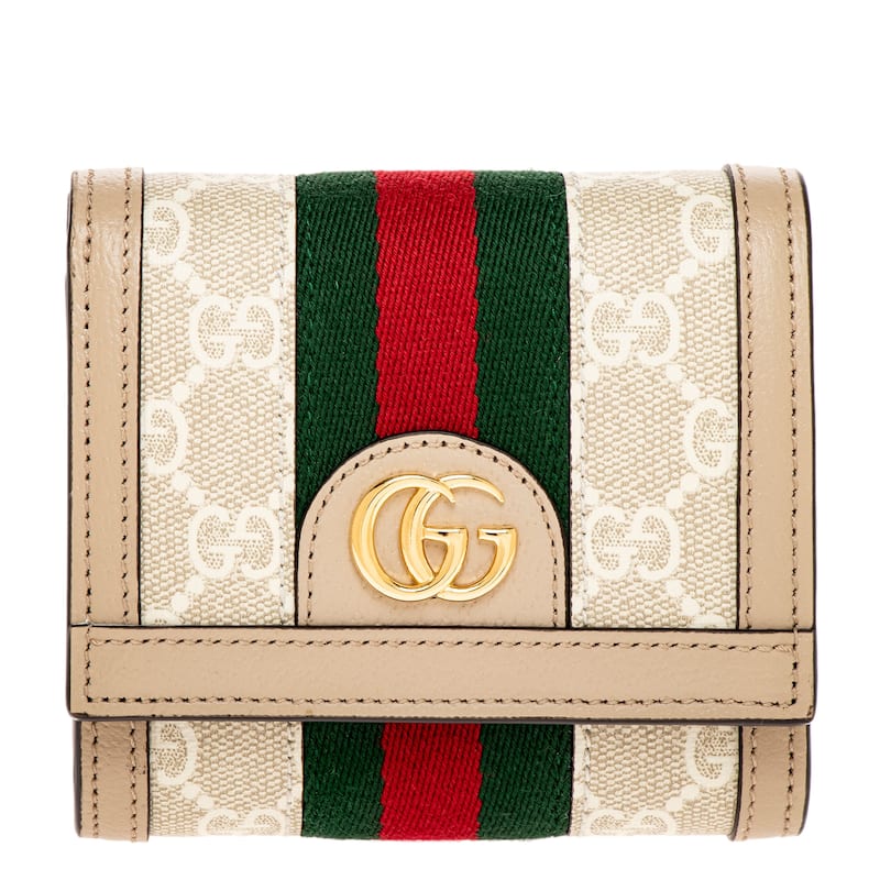 Gucci Ophidia Card Case Wallet - Beige and White