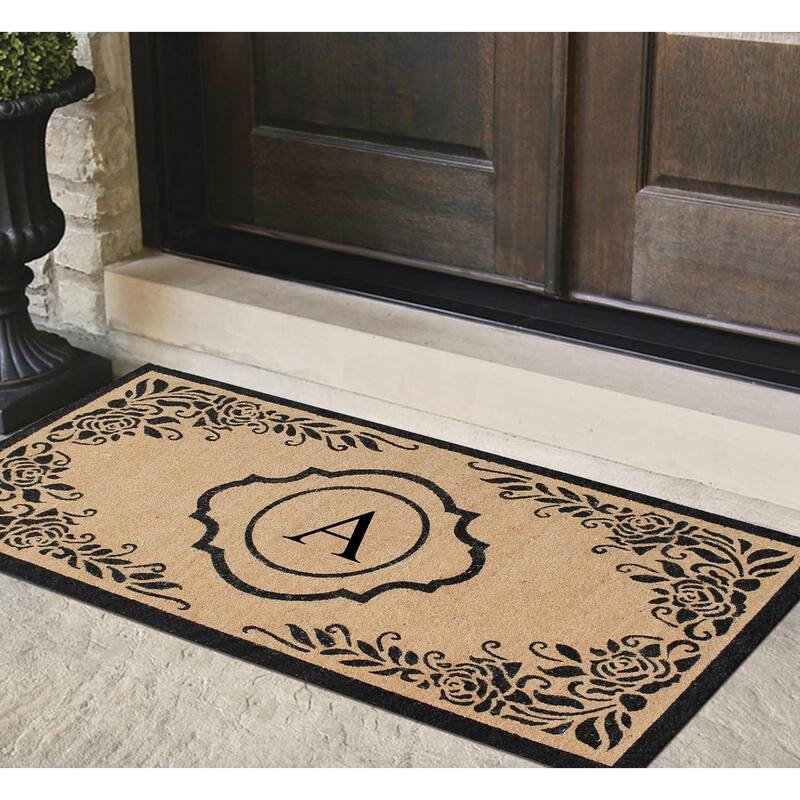A1HC Hand Crafted Entry Flocked Coir Monogrammed Welcome Entrance Doormat 36"x72"