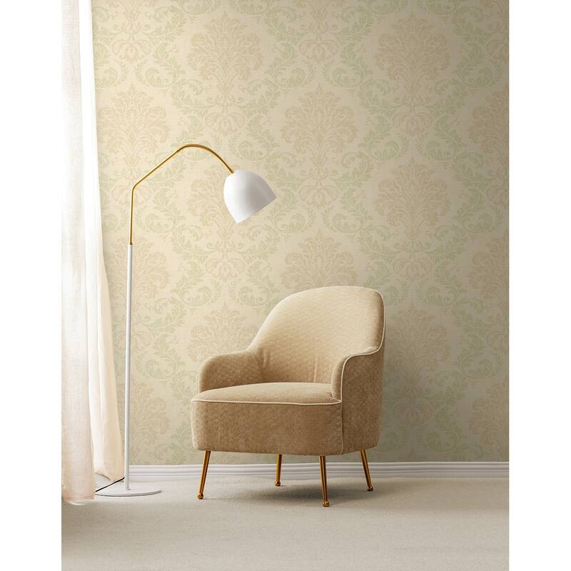 Seabrook Designs Fabia Linen Damask Unpasted Wallpaper