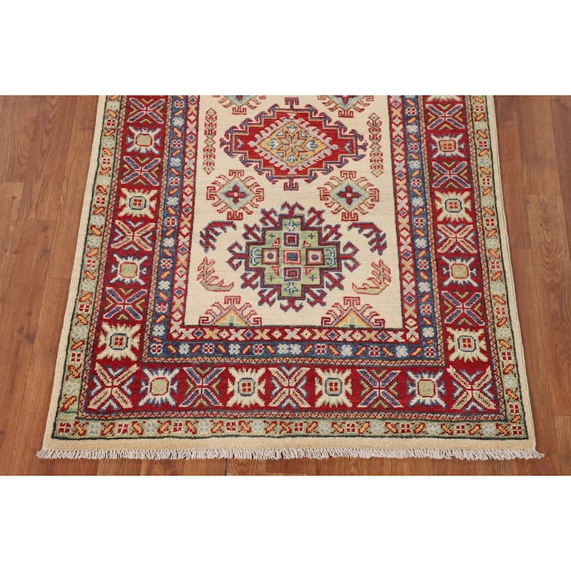 Kazak Foyer Rug Hand-Knotted Wool Carpet - 3'2" x 5'2"