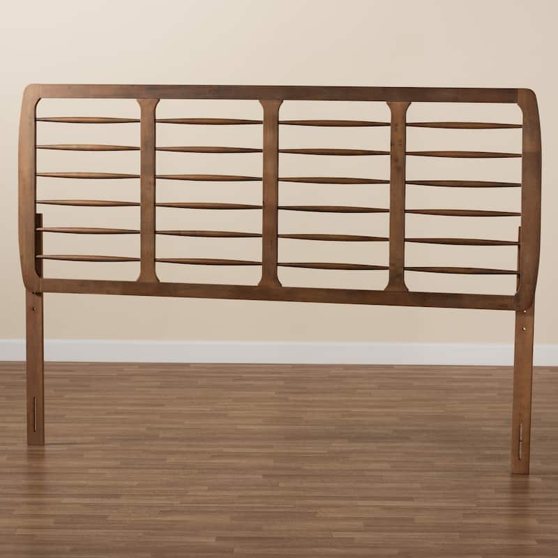 Mid-Century Modern Ash Walnut Wood King Size Headboard with Clean Lines and Warm Retro Inspired Finish
