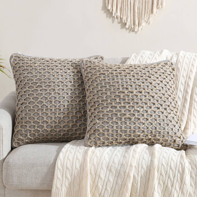 Boho Living Jada Braided Cotton/Jute Throw Pillow Covers