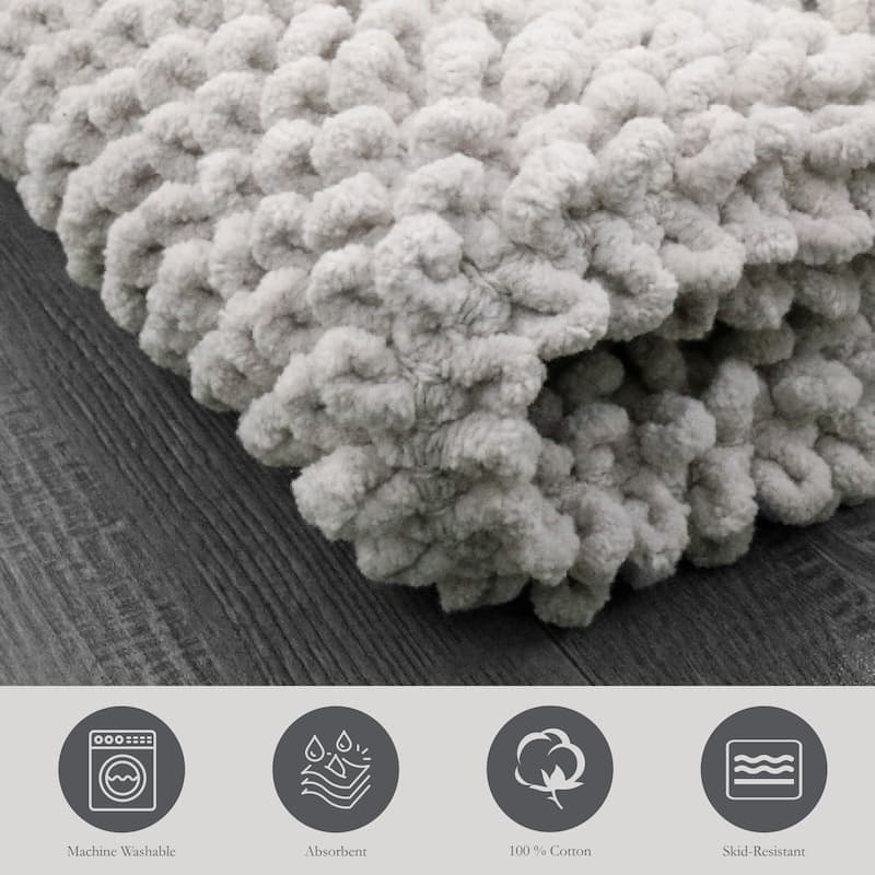 Sophie Border Ultra-plush Chenille Non-Slip Cotton Bath Mat (Set of 2)
