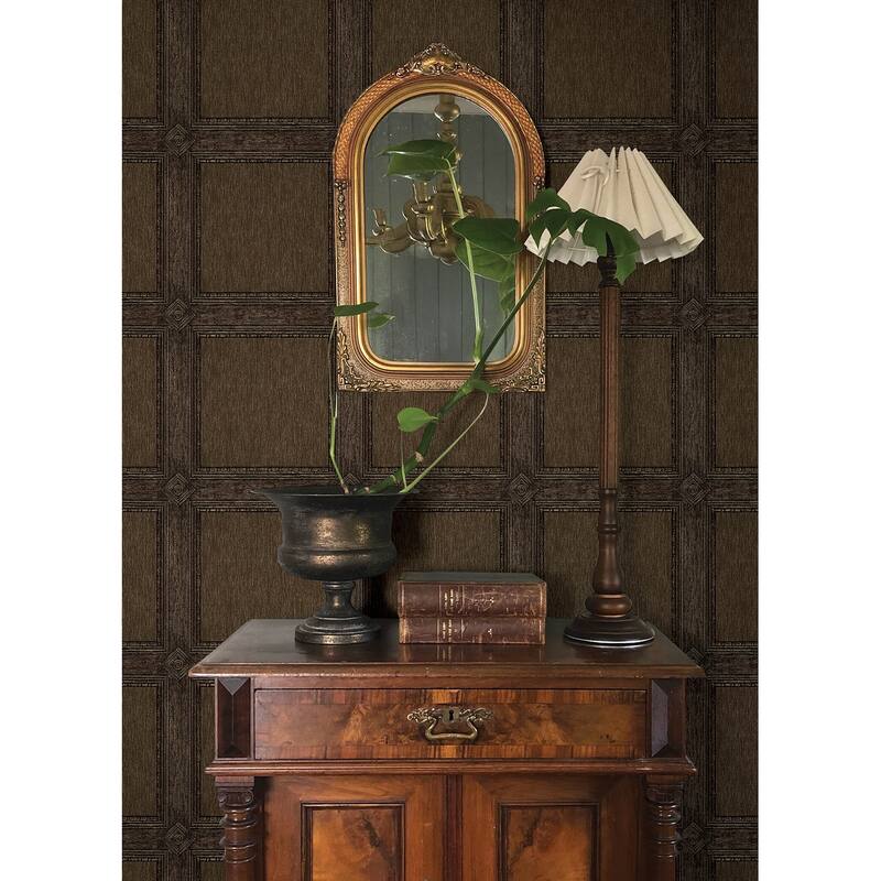 Chris Loves Julia x A-Street Prints Moorland Dark Brown Wood Panel Wallpaper