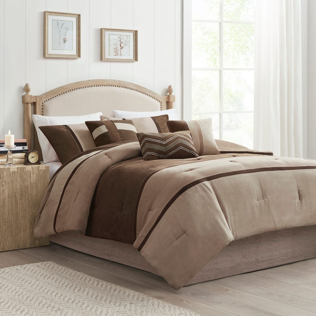 GDF Studio - Palisades 7-Piece Faux Suede Comforter Set with Decorative Pillows