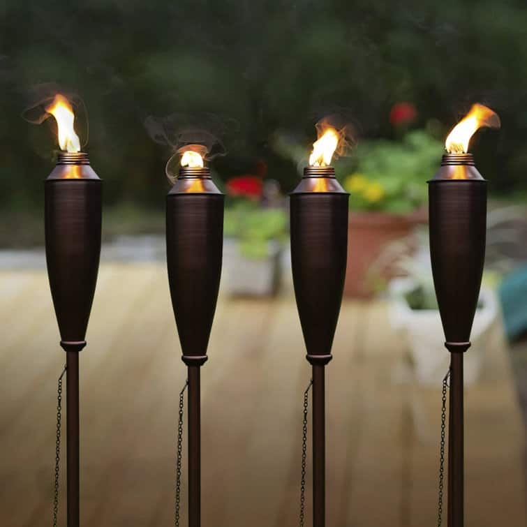 Deco Home Set of 4 Garden Tiki Torch Citronella Metal Outdoor Torch - 60inch