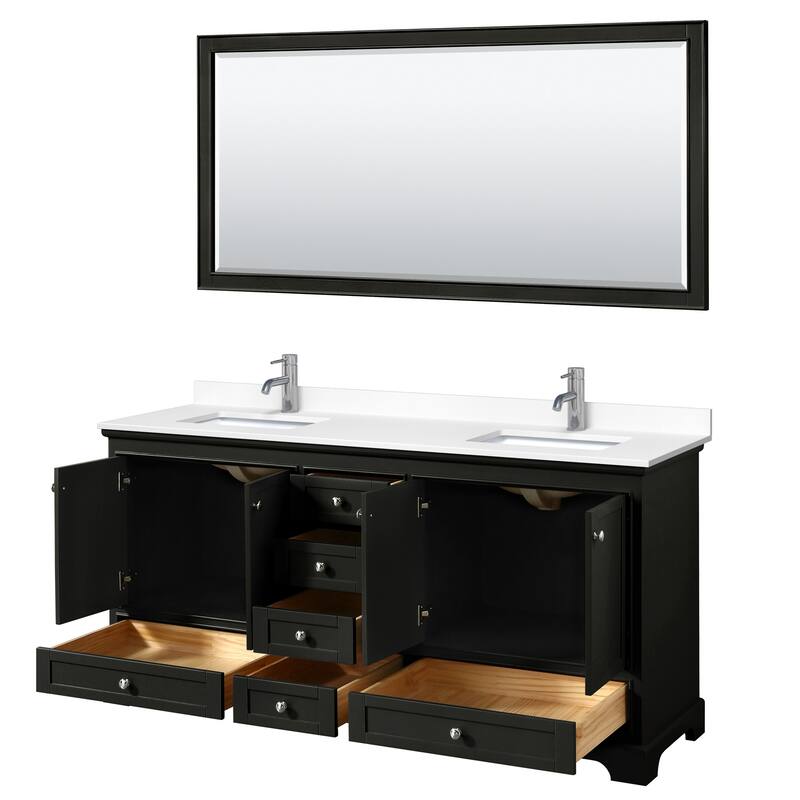 Deborah 72-inch Double Vanity, Cultured Marble Top, 70-inch Mirror