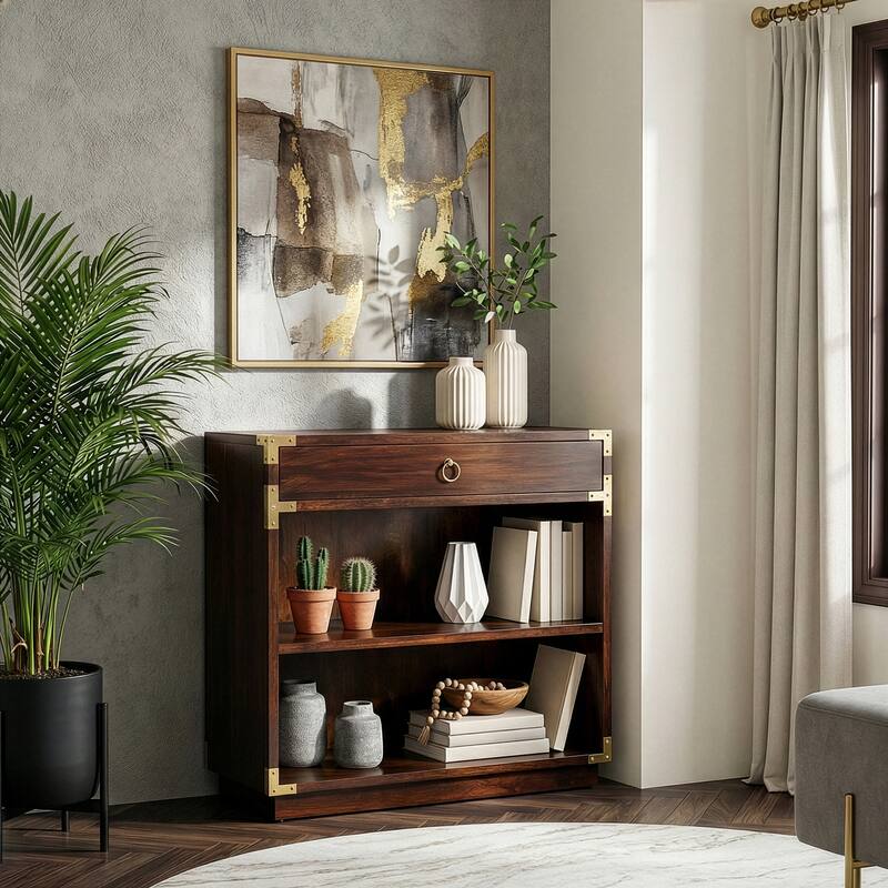 Handmade Forster Brown Campaign Bookcase - Brown