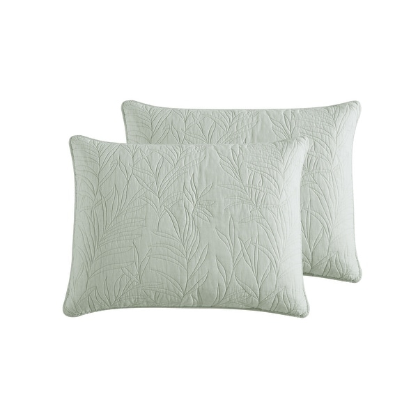 Tommy Bahama Solid Costa Sera Stitch Green Cotton Quilt or