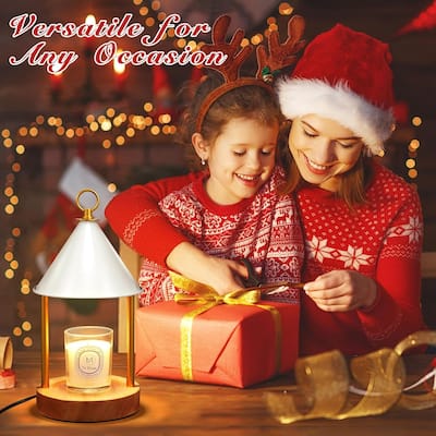 EROMMY Candle Warmer Lamp – 2 Bulbs, Timer, Dimmable Light, Adjustable Height, Anti-Scald Design, Flameless Wax Melter