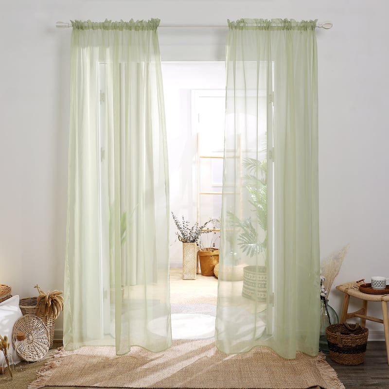 Deconovo Sheer Voile Curtain (2 Panel) - 52x95 Inch - Sage Green