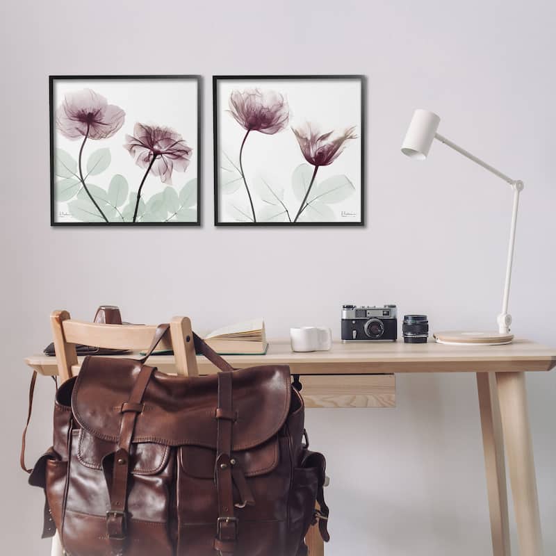 Stupell Delicate Mauve Flowers Framed Giclee Art Design By Albert Koetsier (Set of 2)