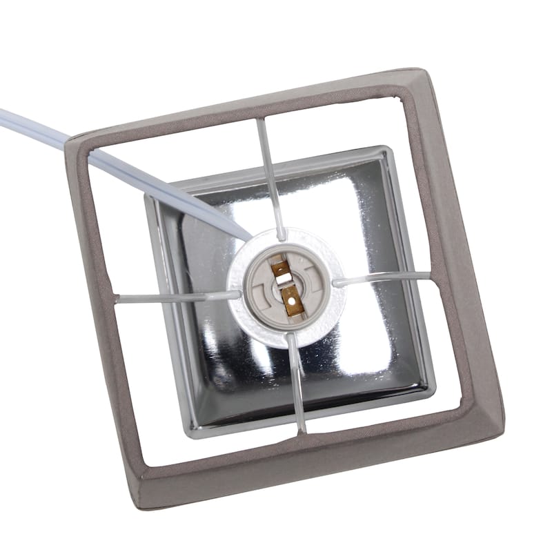 9.65" Compact And Chic Modern Square Chrome Accent Table Lamp, For Living Room, Bedroom, Office, Black Shade