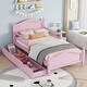 preview thumbnail 12 of 16, Twin Size Wood Platform Bed with Guardrails on Both Sides and Two Storage Drawers