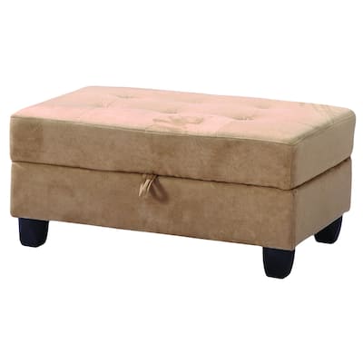 Tufted Upholstered Storage Ottoman - 37" - Beige