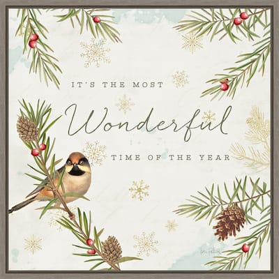 Christmas Tradition IV (Bird) by Katie Pertiet Framed Canvas Art
