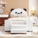 preview thumbnail 19 of 25, Bear Shaped Headboard Platform Bed Frame, Velvet Upholstered Daybed, Lift Up Storage Floor Bed with Breathable Mesh Fence White - Twin