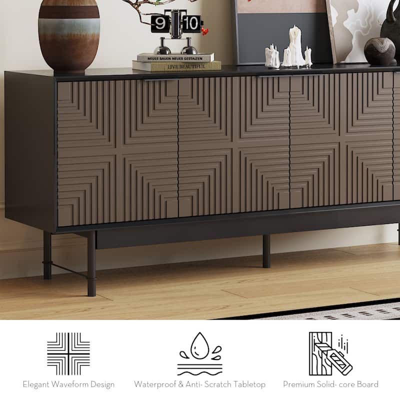 WESOME 64.45" Mid-Century TV Stand Entertainment Center with Doors