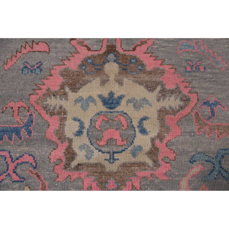 Hand Knotted Oriental 100% Wool Carpet Transitional All-Over Navy Blue & Blues Oushak Area Rug - 14' 0'' X 10' 4''