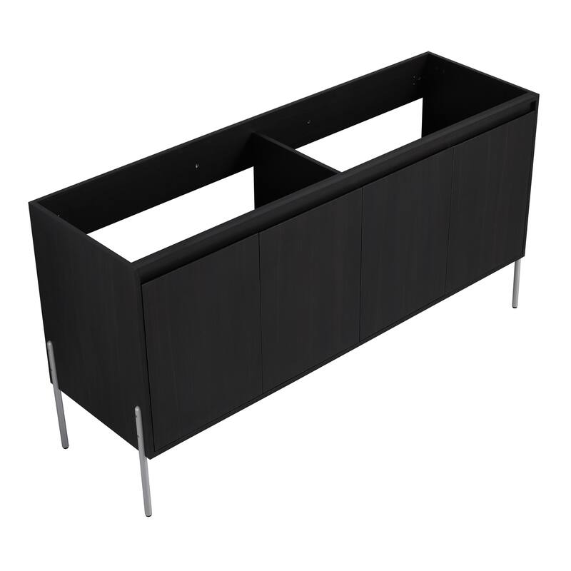 36" Freestanding Bathroom Vanity Cabinet, Soft Close Double Doors, Durable Eco-Friendly Plywood Construction - 58.69in L Plywood - 58.69in L Dark Oak