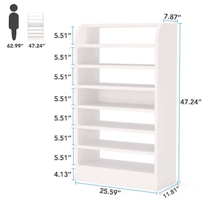 Modern Shoe Rack for Entryway, 8-Tier Tall Shoe Shelf, Wooden Shoe Storage Cabinet - 25.59” L x 11.81” W x 47.24” H