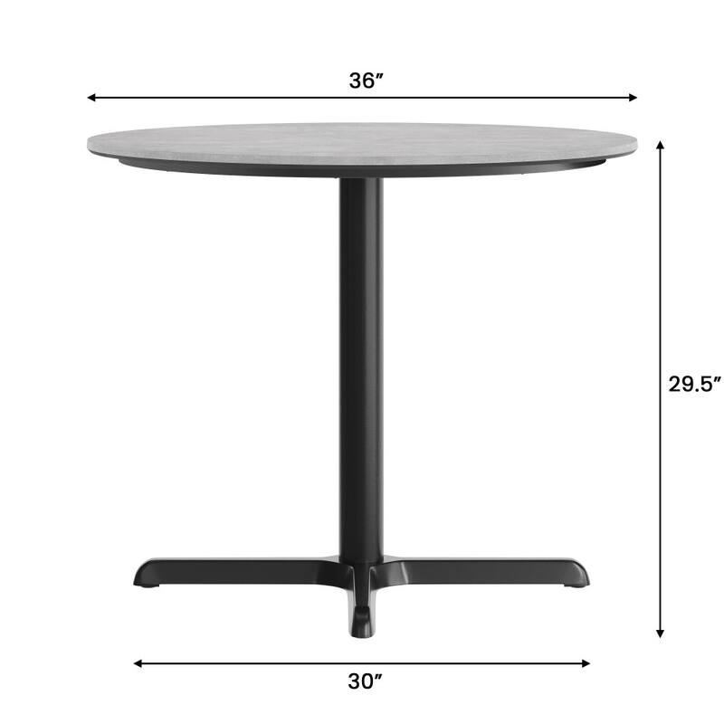 Commercial HPL Tabletop with Table Height Crisscross Base - 36"W x 36"D x 29.5"H