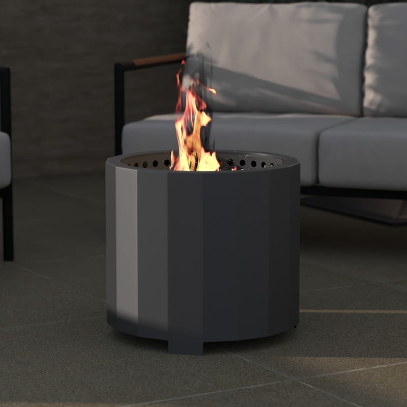 19.5" Outdoor Smokeless Wood Burning Portable Fire Pit - Black