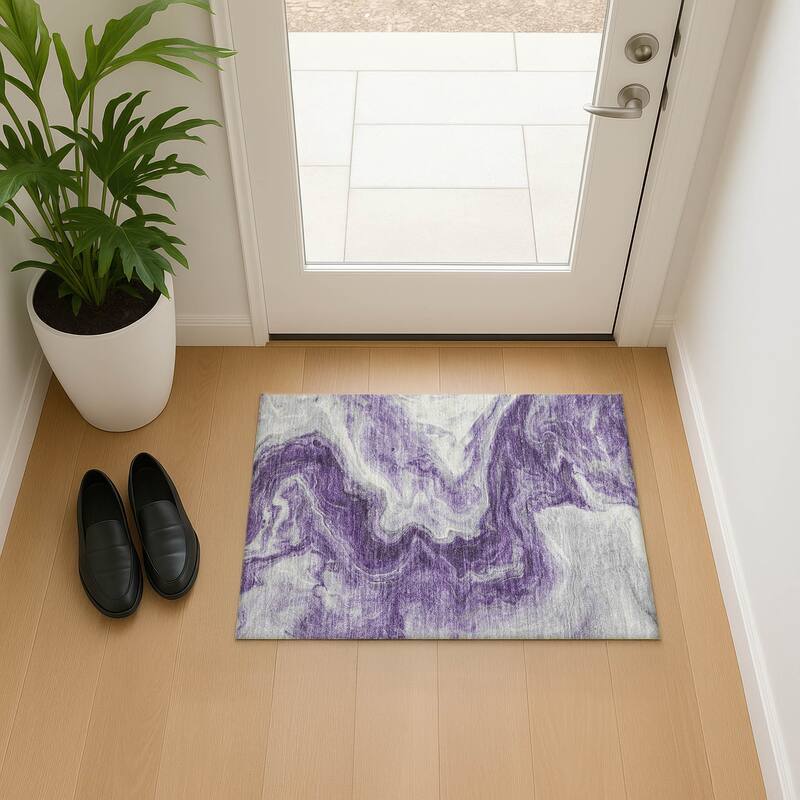 Premium Washable Super Soft Modern River Mayfield Rug - Purple - 1'8" x 2'6"