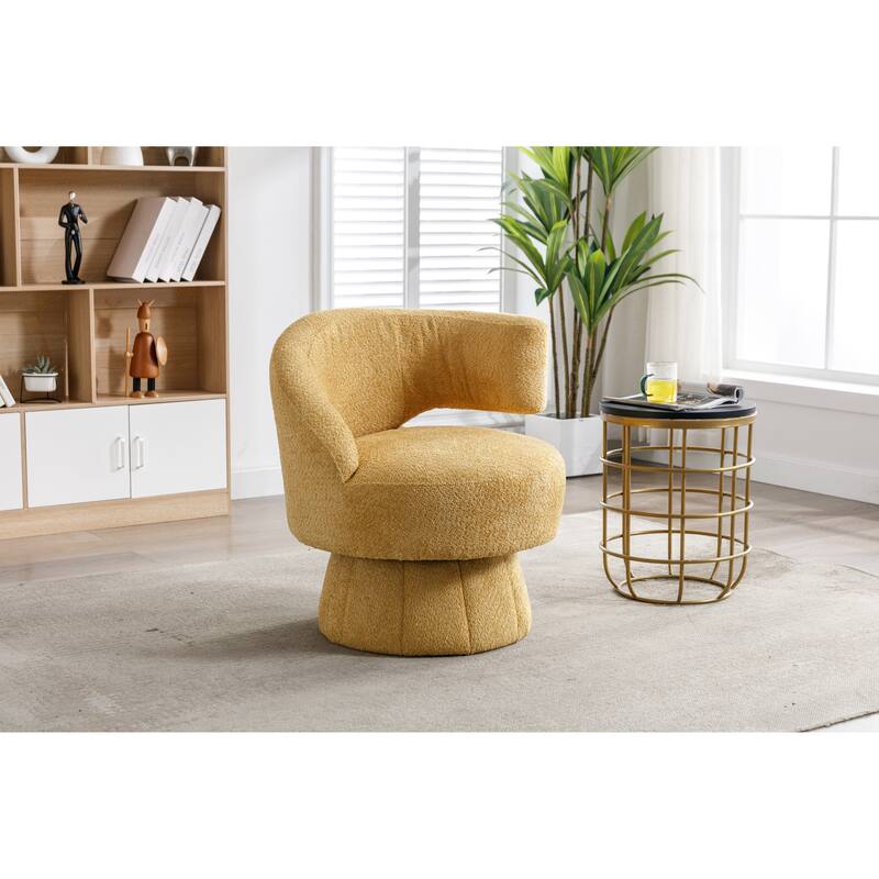 360° Rotating Chair Round Armchairs with Wide Upholstered Lounge Chairs ...