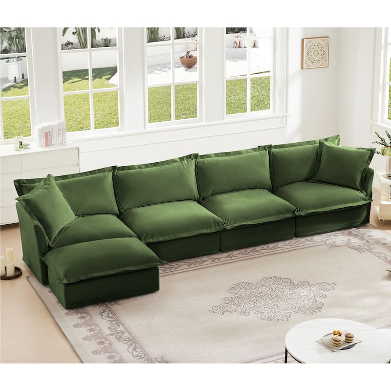 Modern Deep Seat Modular Sofa with Removable Chenille Covers and Plush Cushions for Living Room and Guest Room