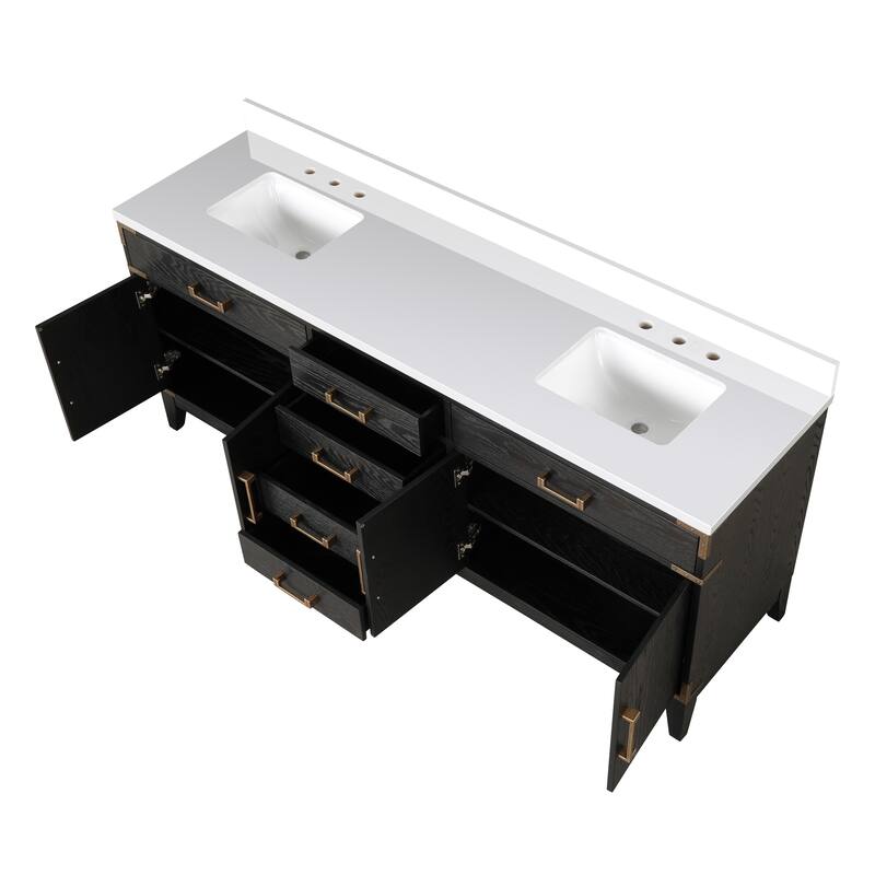 Laurel 60 in W x 22 in D Black Oak Double Bath Vanity and Cultured Marble Top