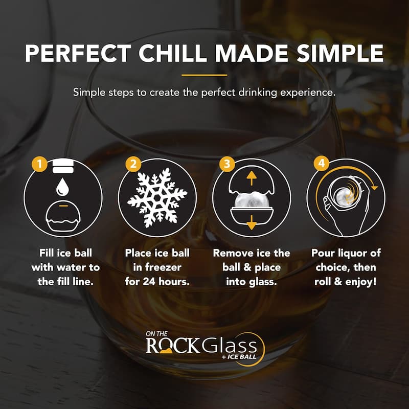 Final Touch On The Rock Glass with Ice Ball Maker - 8 oz