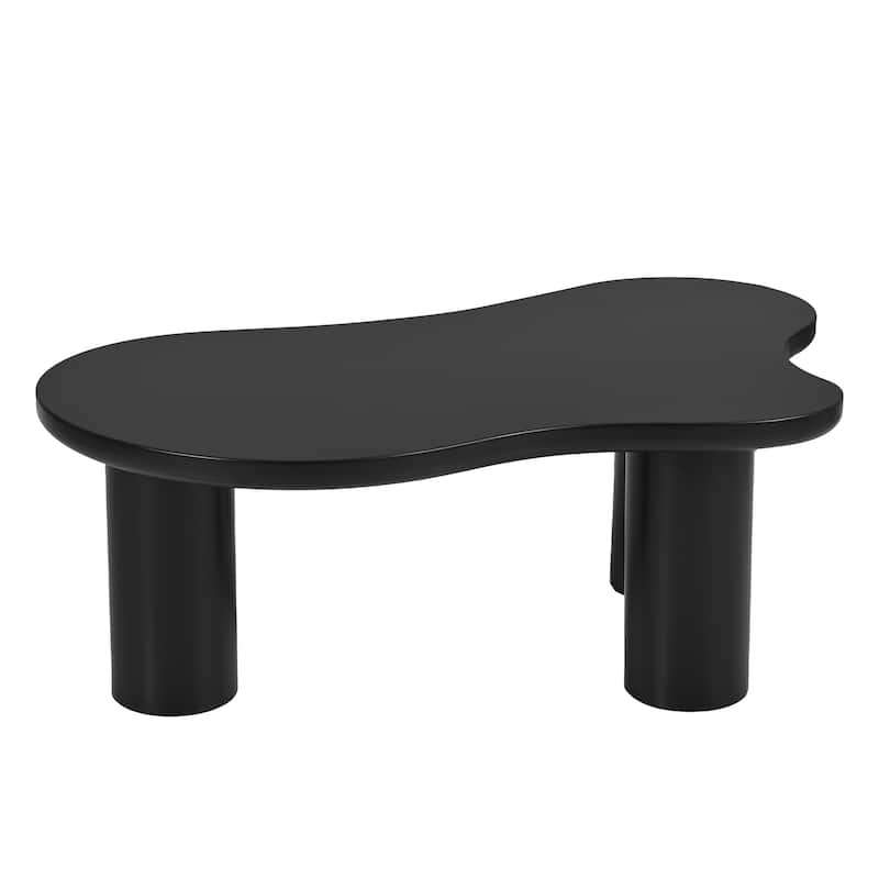 44" Modern Cloud Coffee Table with 1.5" Thick Tabletop, 3 Sturdy Legs and Round Edge