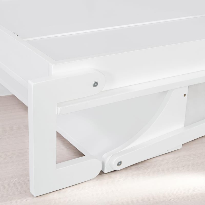 Full Size Murphy Wall Bed with Closet, Drawers & Shelves, Foldable Cabinet Storage, White