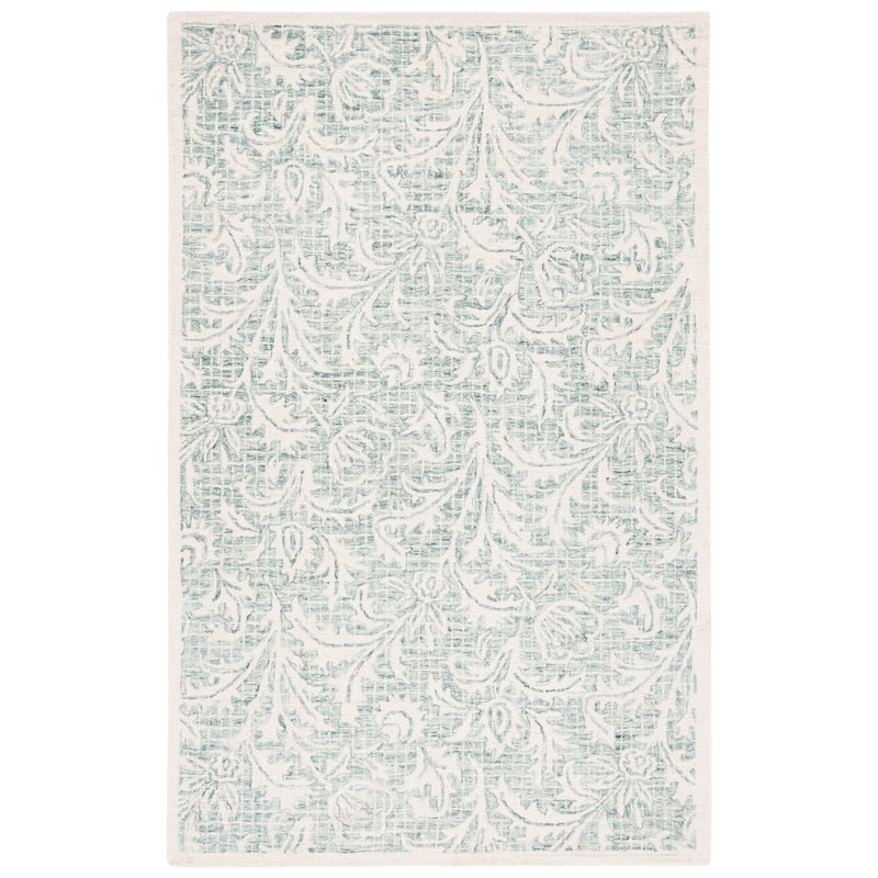 SAFAVIEH Handmade Micro-Loop Jordyn Wool Rug - 5' x 8' - Grey/Ivory