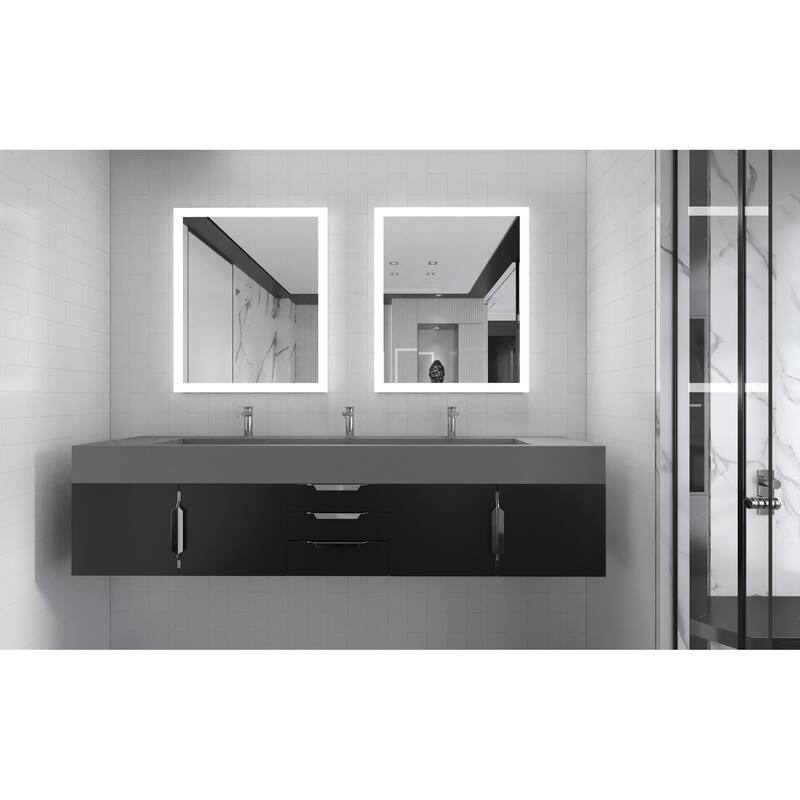 Nile 84" Wall Mounted Bathroom Vanity Set gr/ Gray Top