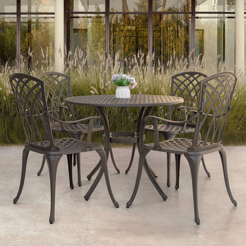 NUU GARDEN 5-piece Antique Bronze Cast Aluminum Patio Dining Set
