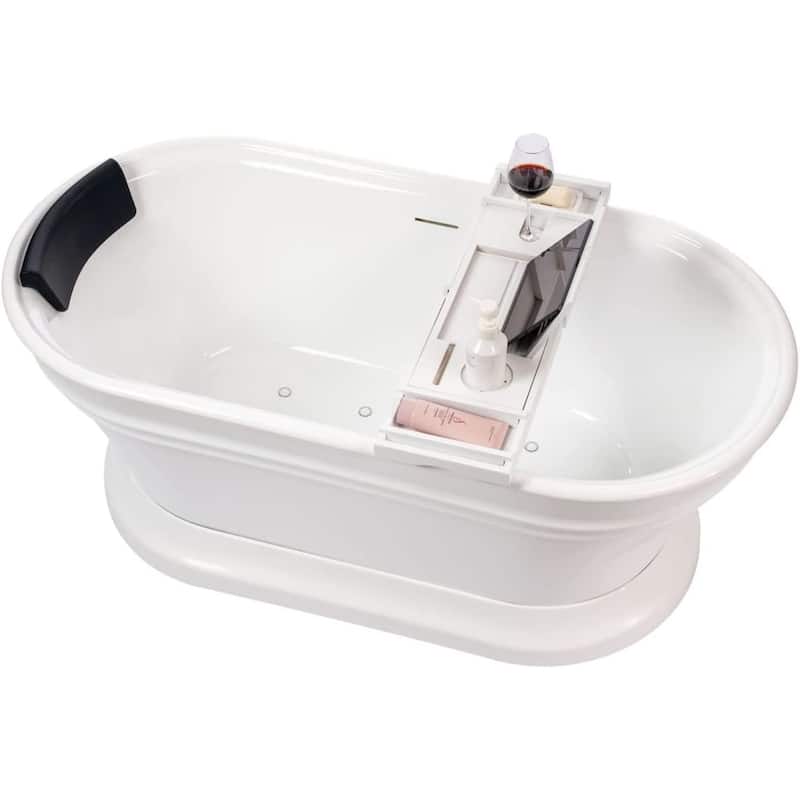 Vanity Art 59" Freestanding Acrylic Soaking Bathtub with Overflow & Pop-up Drain