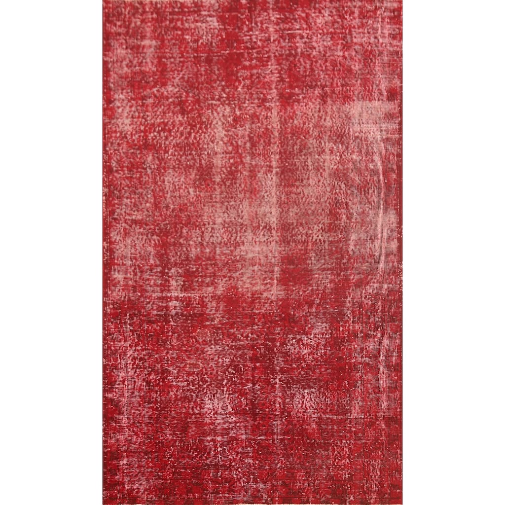 Over-Dyed Anatolian Distressed Turkish Vintage Handmade Wool Carpet - 3'10"x 6'10"
