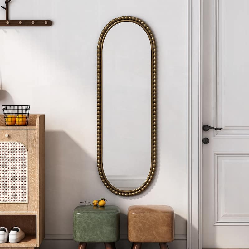 Wall Hanging Iron Art Oval Retro Mirror - Gold