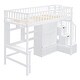 preview thumbnail 11 of 55, Playhouse Inspired Twin size Loft Bed with Bookshelf, Drawers, Desk and Wardrobe, Sturdy Construction & Unique Design, White
