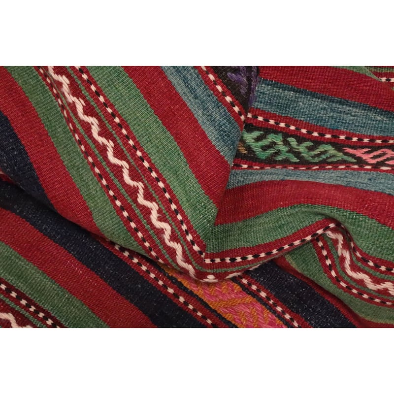 Hand Woven Oriental 100% Wool Carpet Southwestern Tribal Multi-Colored Kilim Area Rug - 10' 1'' X 5' 8''