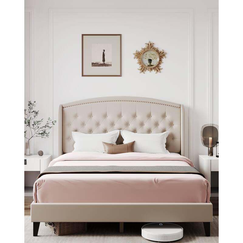 Bed Frame with Upholstered Headboard
