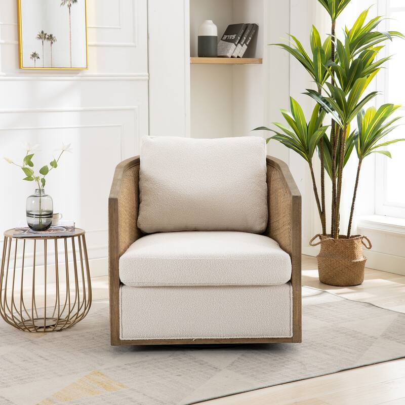 Roomfitters Swivel Barrel Accent Chair, 360° Round Club Lounge Chair for Living Room, Nursery, Office or Bedroom