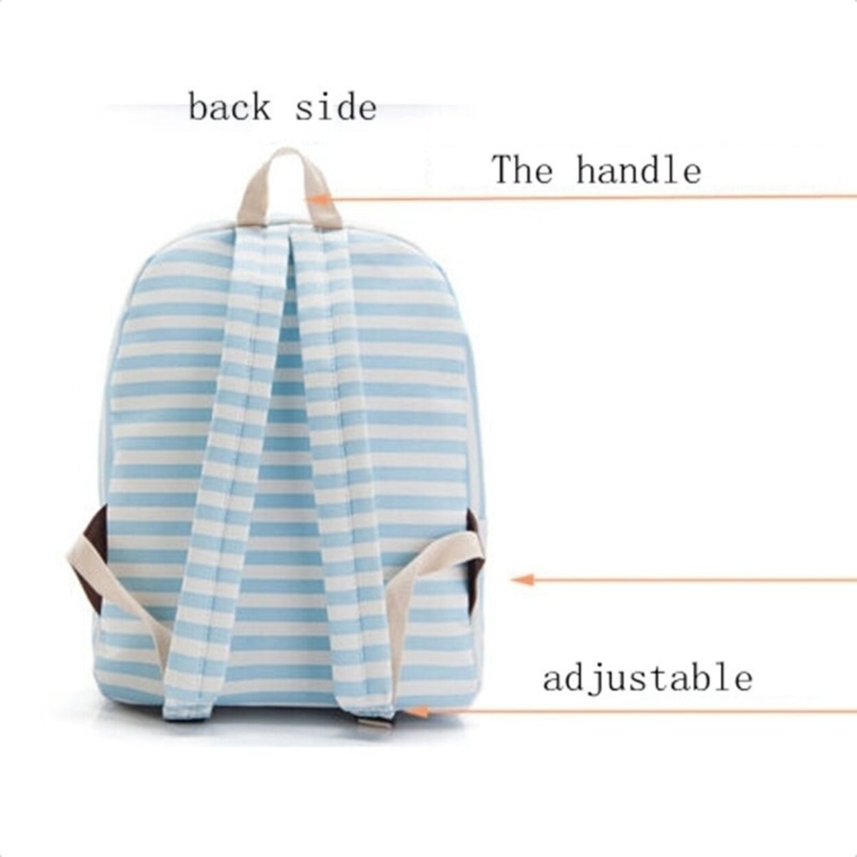 Shop Women Striped Canvas Backpacks School Bag Girls Cute Travel