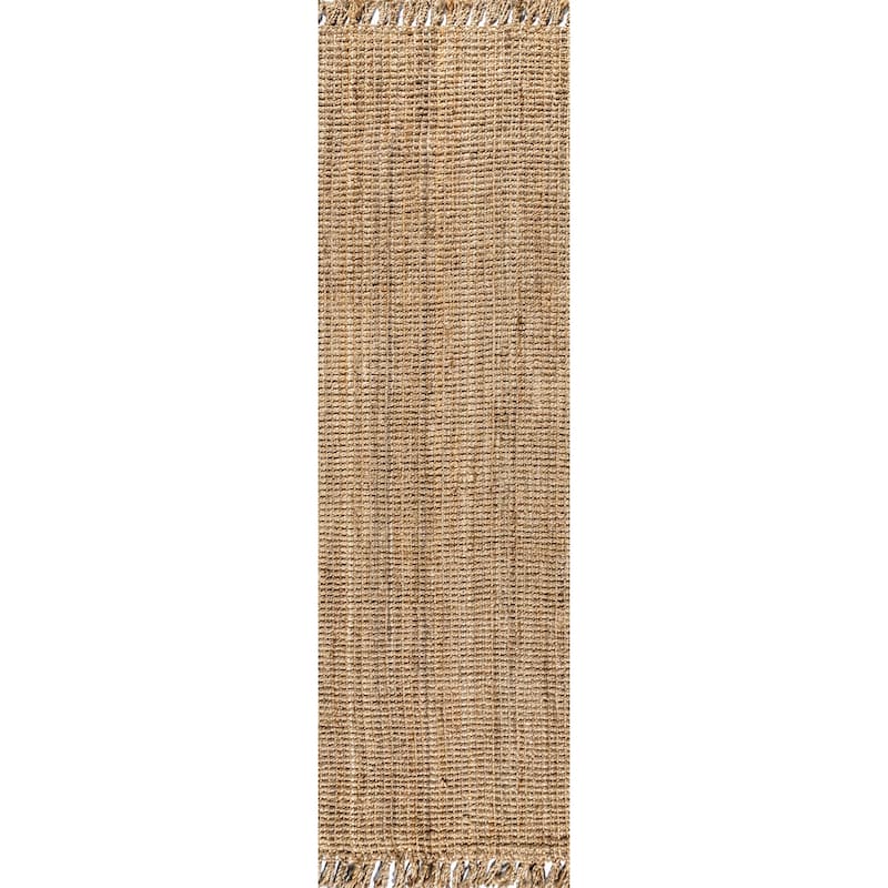 JONATHAN Y Maras Hand Woven Chunky Jute with Fringe Area Rug - 2 X 3 - Natural